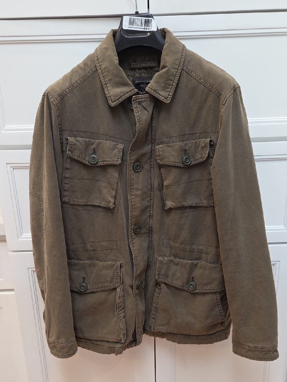 Dockers Men's Military Field Jacket in Olive Green/Brown (M) (Free Tie)